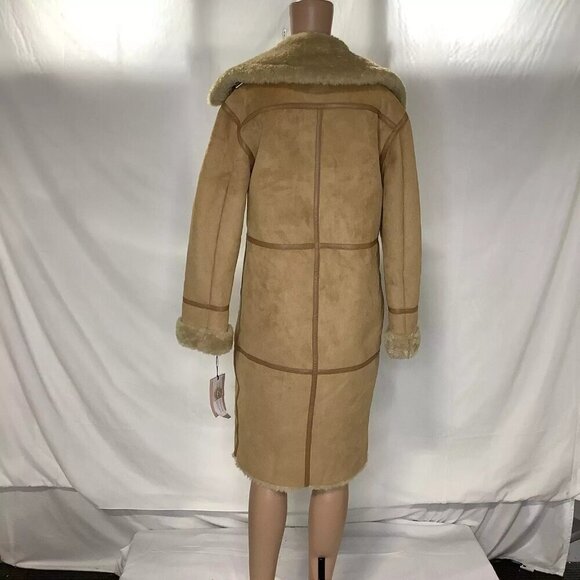 NEW AVEC LES FILLES Women's Coat Faux Shearling Moto Toffee Size XS - Picture 2 of 7